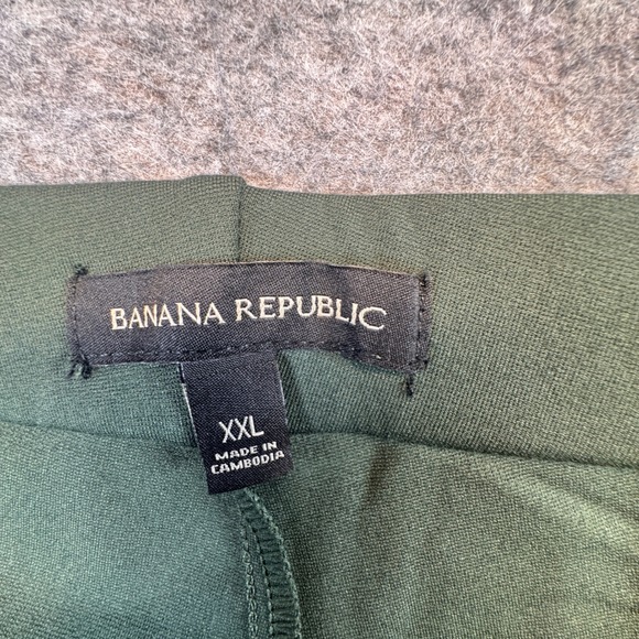 Banana Republic Womens XXL Ponte Pants Forest Green Pintuck Pull On Trousers NEW - Picture 3 of 8